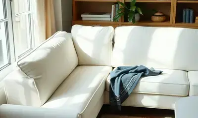 Clean white sofa after professional upholstery cleaning